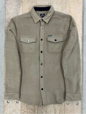 QUIET STORM Polar Fleece Shirt Jacket Shacket Mens S Small Brown Tan Snap New